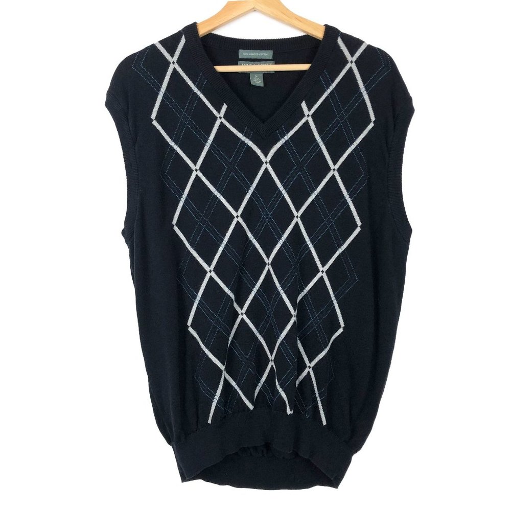 Lyle & Scot Scotland 100% Combed Cotton Golf Argyle Sweater Vest L